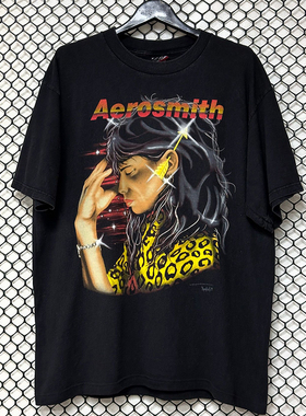 Aerosmith空中铁匠乐队潮牌短袖T恤vintage美式复古情侣宽松半袖