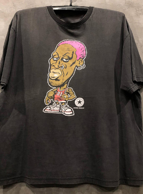 Dennis Rodman罗德曼短袖恶搞人物涂鸦潮流短袖vintage男女Tee恤