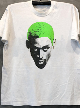 Dennis Rodman大虫罗德曼高街chic嘻哈人像复古短袖男女重磅棉T恤