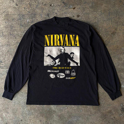 长袖T恤oversize男女涅盘乐队