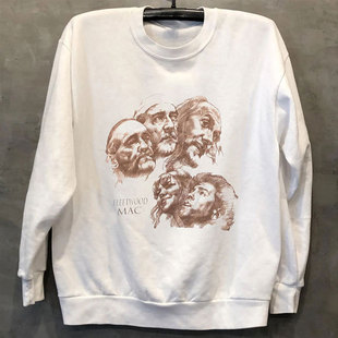 Fleetwood Mac摇滚乐队素描人像长袖欧美高街学院风cityboy卫衣男