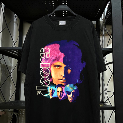 大门乐队美式重磅棉潮酷短袖T恤