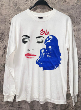 Sade莎黛美式高街嘻哈潮牌长袖T恤hiphop美式重磅纯棉圆领打底衫