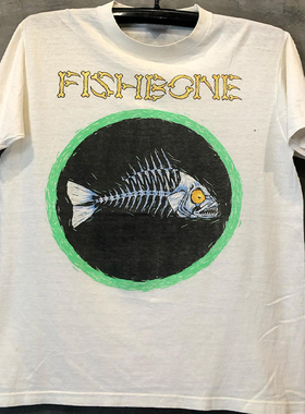 Fishbone乐队chic嘻哈摇滚vibe宽松五分袖男女街头纯棉短袖T恤潮