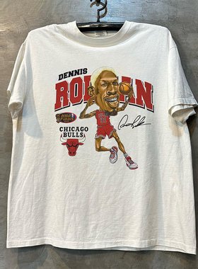 Dennis Rodman罗德曼美潮篮球运动风vintage复古短袖街头男女T恤