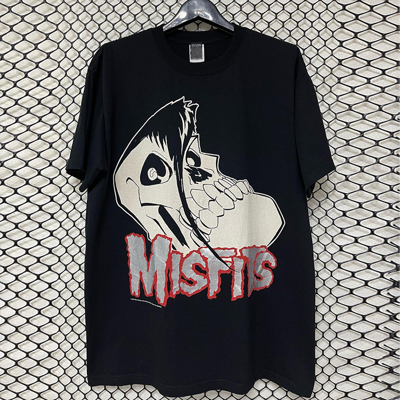 Themisfits乐队美式慵懒风棉T恤