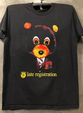 Late Registration侃爷说唱专辑重磅棉短袖T恤vintage古着半袖潮