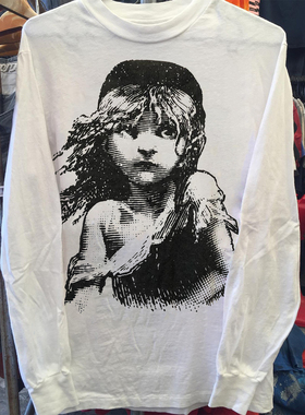 Les Miserables音乐剧周边美式vintage潮牌印花长袖T恤衫情侣上衣