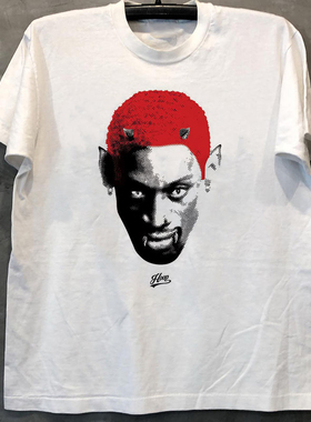 Dennis Rodman罗德曼恶搞人像印花短袖美式嘻哈chic痞帅短袖T恤男