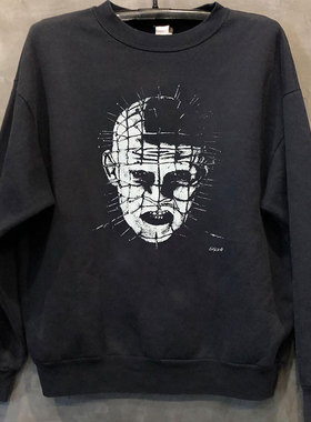 Hellraiser猛鬼追魂针头ins周边印花vintage美潮高街男女长袖卫衣