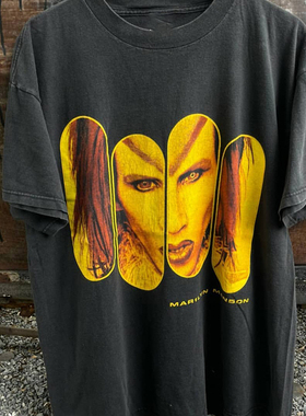Marilyn Manson玛丽莲曼森拼接人像高街FOG古着vintage短袖T恤潮