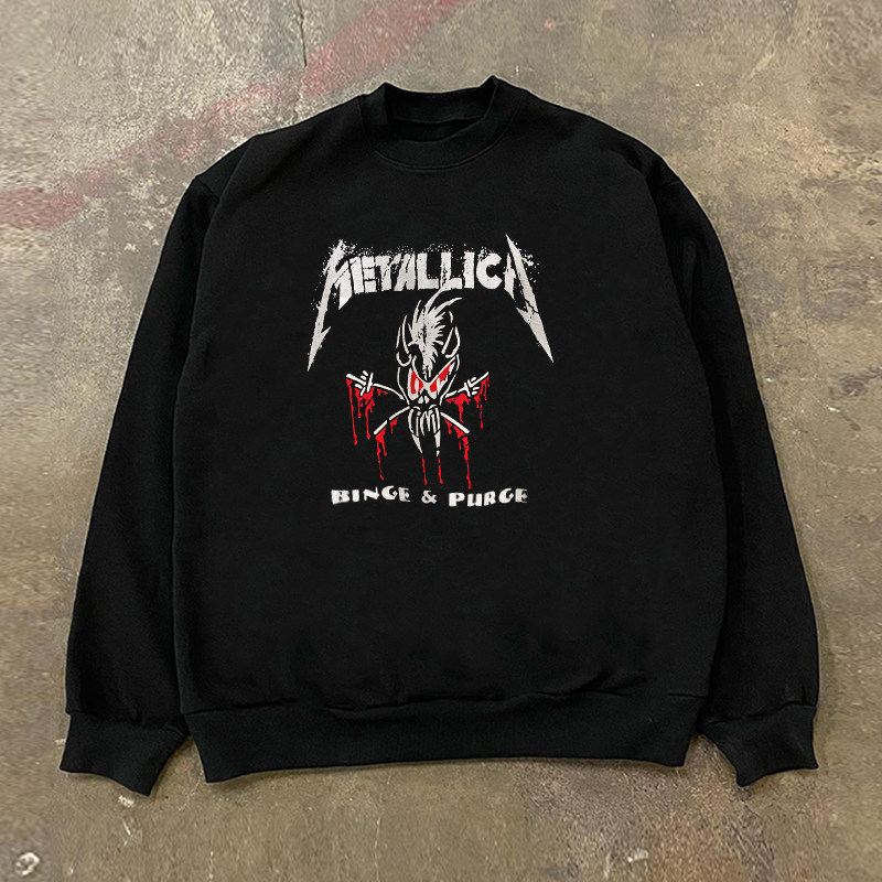 metallica乐队欧美高街阿美咔叽vintage复古街头潮流长袖男女卫衣