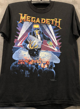 MEGADETH金属乐队欧美潮流vintage摇滚朋克风短袖男女宽松复古T恤