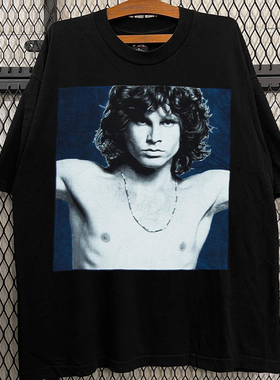 Jim Morrison吉姆莫里森摇滚大门乐队复古经典oversize短袖T恤男
