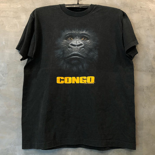 欧美电影周边大猩猩街头印花chic短袖小众设计感男女纯棉宽松T恤