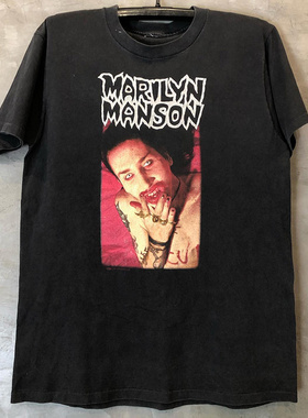 Marilyn Manson玛丽莲曼森短袖vintage高街vibe风潮流男女宽松T恤