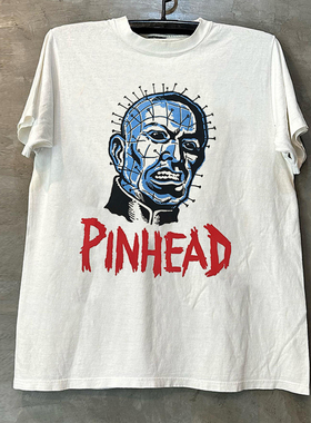 Pinhead钉子头猛鬼追魂恐怖电影美式短袖T恤ins高街小领口半袖潮