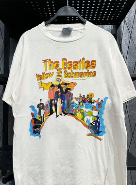 The Beatles披头士乐队音乐专辑短袖T恤vintage小领口美式半袖男