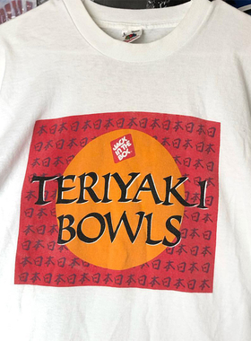 Teriyaki Bowls潮牌印花短袖T恤男oldschool五分袖印花宽松上衣女