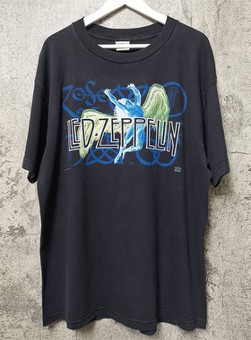 Led Zeppelins齐柏林飞船高街Y2K摇滚短袖男女纯棉小领口宽松T恤