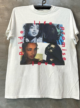 Sade莎黛欧美歌手音乐专辑短袖T恤vibe街头美式小领口五分袖ins潮