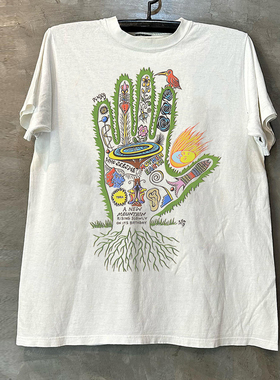 Cityboy手掌世界趣味设计感潮牌短袖T恤vintage痞帅街头重磅棉tee