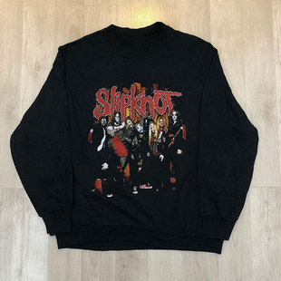 Slipknot活结乐队美式复古vintage重金属摇滚长袖潮圆脸卫衣帽衫
