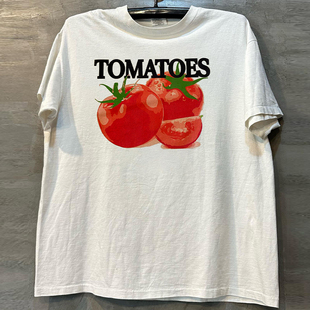 番茄涂鸦印花短袖 cityboy重磅纯棉复古街头慵懒风cec男女T恤 美式