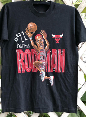 Dennis Rodman罗德曼cityboy重磅怪味卡通人像印花短袖情侣T恤潮