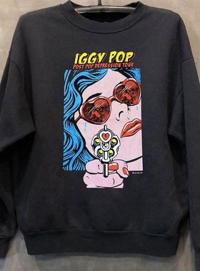 Iggy Pop伊基·波普Stooges乐队美式高街风vintage复古长袖卫衣男