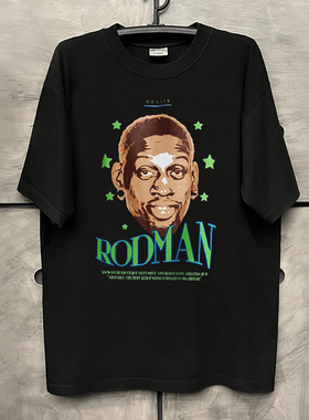 Rodman罗德曼欧美hiphop街头高级感痞帅人像短袖男女纯棉圆领T恤