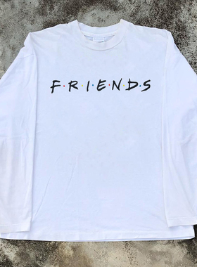 F·R·I·E·N·D·S老友记字母创意印花潮牌纯棉质感圆领长袖男