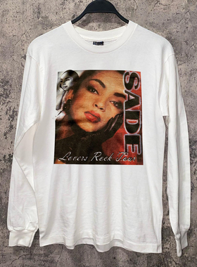 Sade歌手莎黛高街直喷圆领长袖T恤ins小众百搭美式重磅情侣上衣潮