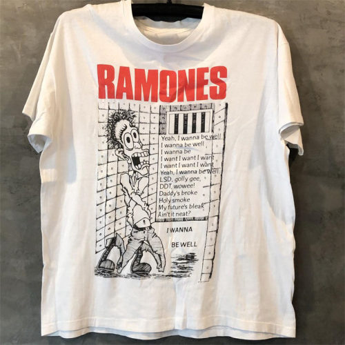 RAMONES白色重磅棉男女短袖t恤
