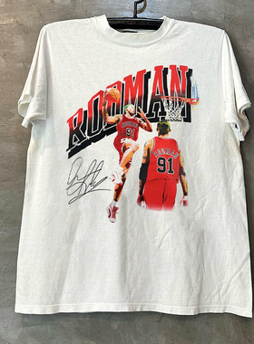Dennis Rodman球星丹尼斯·罗德曼短袖T恤vintage潮牌小领口半袖