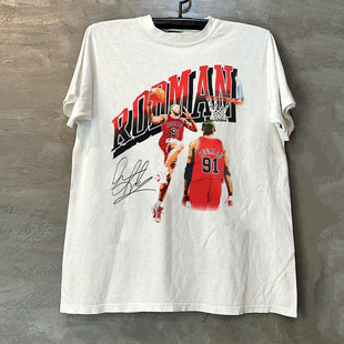 Dennis Rodman球星丹尼斯·罗德曼短袖T恤vintage潮牌小领口半袖