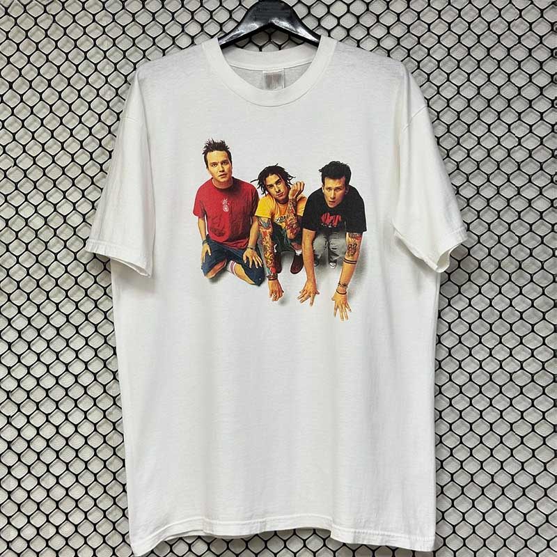 thumbnail for Blink-182 Blink-182 Band Trendy Brand Portrait Print Short Sleeve T-Shirt vibe American Cotton Retro Half Sleeve