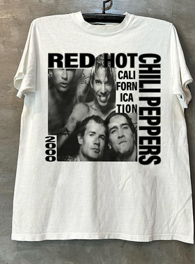 Red Hot Chili Peppers红辣椒乐队短袖美式复古情侣质感纯棉T恤潮