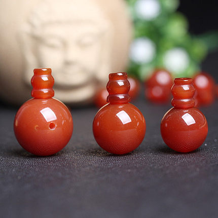 天然红玛瑙 三通佛头 水晶饰品DIY手链配件佛珠半宝石圆珠配珠