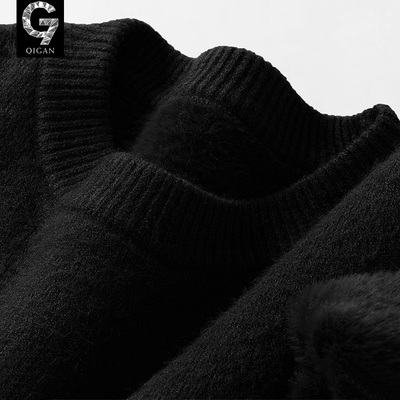 毛衣男款加绒加厚毛线衣针织衫