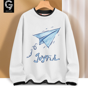 青少年卫衣男款2026新款初中生春秋款假两件上衣春季男生春装外套