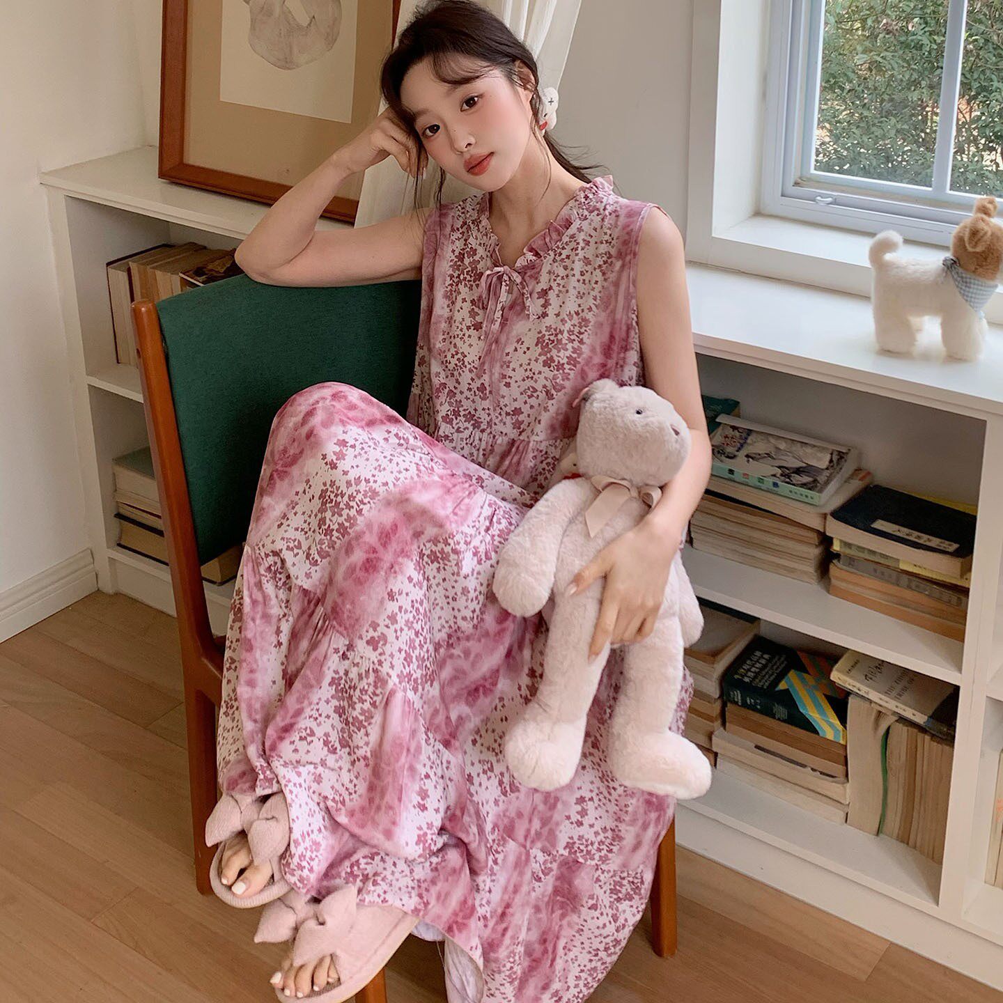 可外穿无袖睡裙夏季背心连衣裙棉绸睡衣女士休闲宽松家居服裙子薄