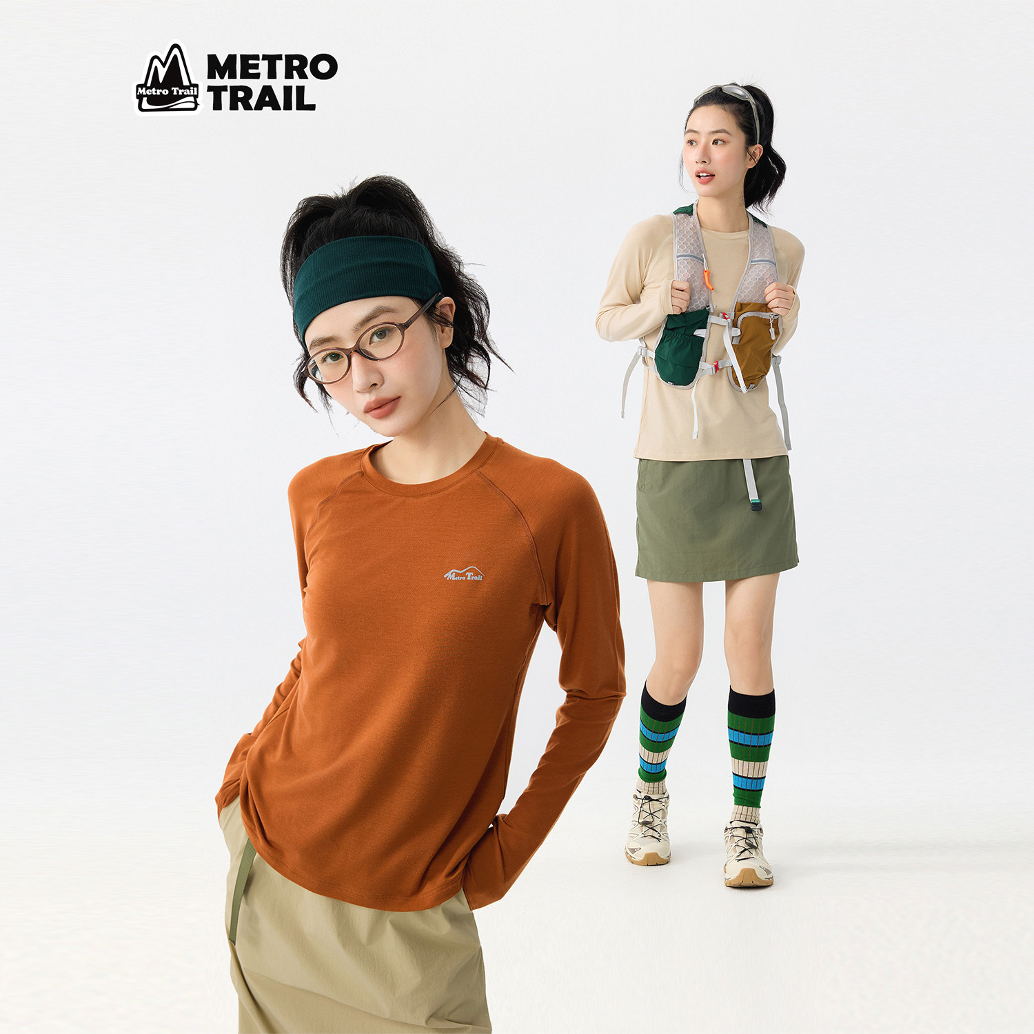Metro Trail 美利奴羊毛速干长袖T恤女春秋吸湿户外跑步运动上衣