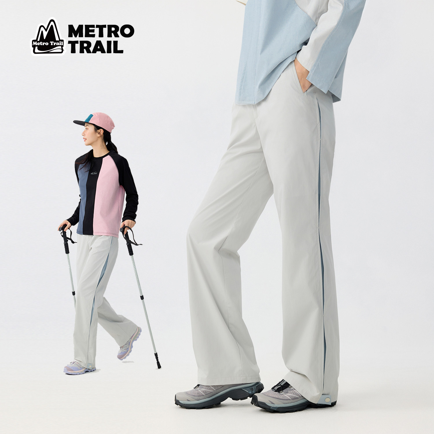 MetroTrail户外休闲裤女春秋防风防水跑步运动徒步女裤速干冲锋裤