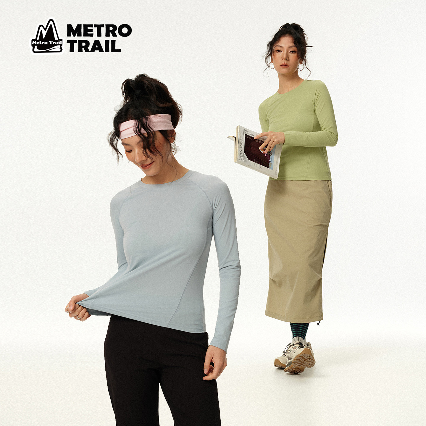 Metro Trail复古跑步运动速干长袖T恤女2026春季户外吸湿排汗上衣,户外/登山/野营/旅行用品,速干T恤,淘宝优惠券,粉丝福利购,淘宝优惠卷