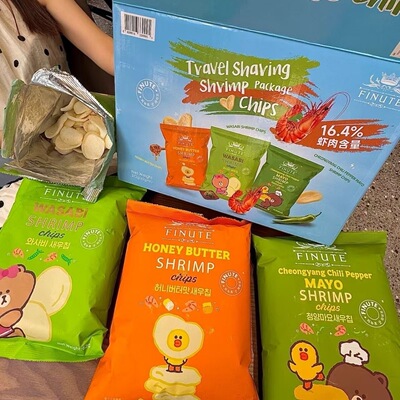 临期山姆代购6袋一箱372克进口趣莱福虾片蜂蜜芥末辣椒膨化零食