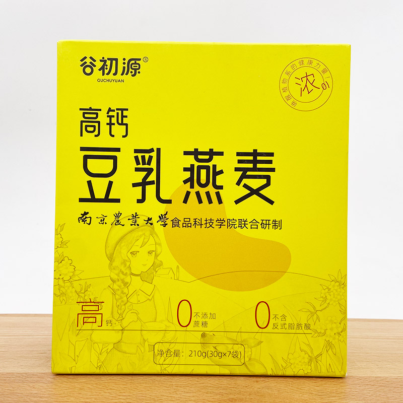 谷初源高钙豆乳燕麦片210g(30g*7)0蔗糖营养早餐代餐免煮食品