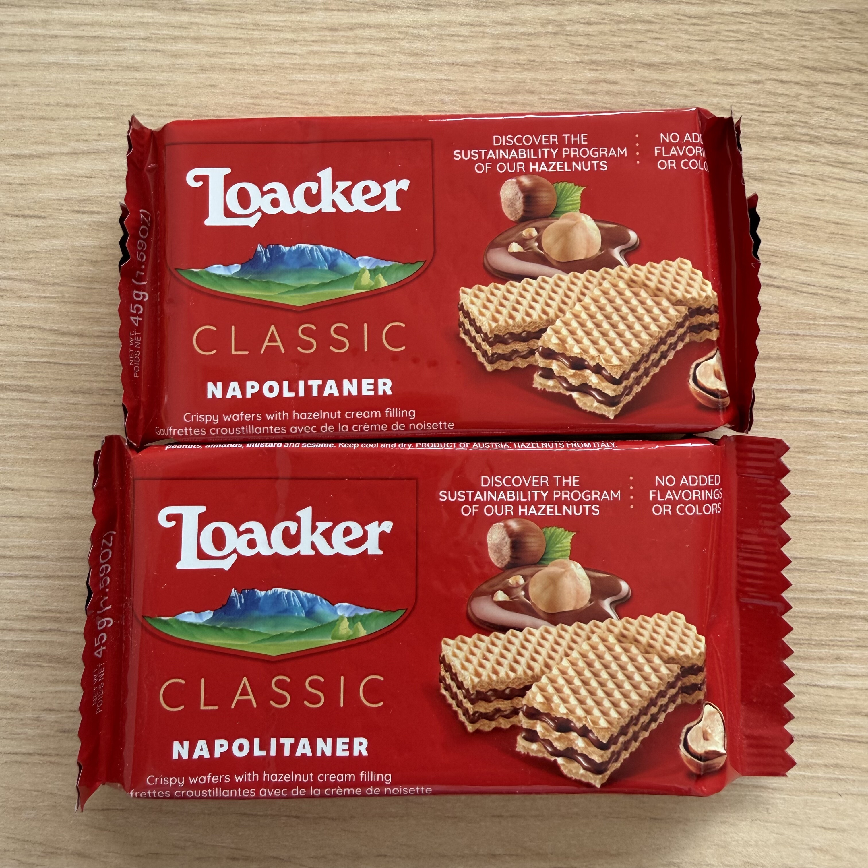 临期Loacker清仓进口莱家威化饼干45g榛子巧克力休闲零食小吃
