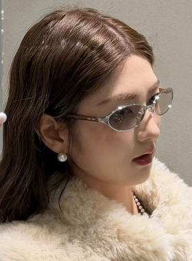 2026新款老钱风猫眼墨镜女Y2K金属浅茶色复古防紫外线太阳眼镜潮