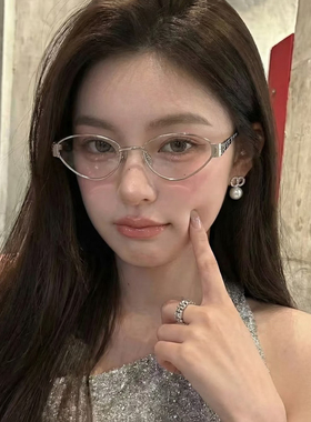 猫眼近视眼镜框女复古金丝银框纯欲御姐素颜平光镜防蓝光可配度数
